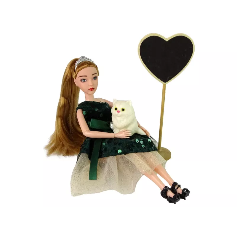 LEAN TOYS Emily puinen sydän valkoinen kissa vauvanukke