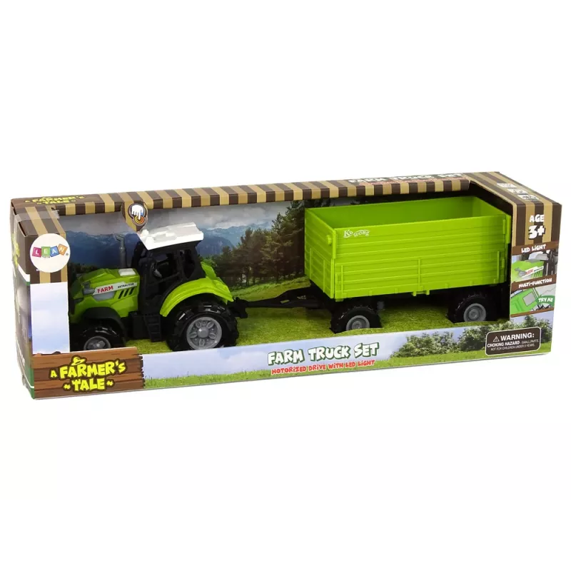 LEAN TOYS maatilatraktori perävaunulla valot äänet vihreä