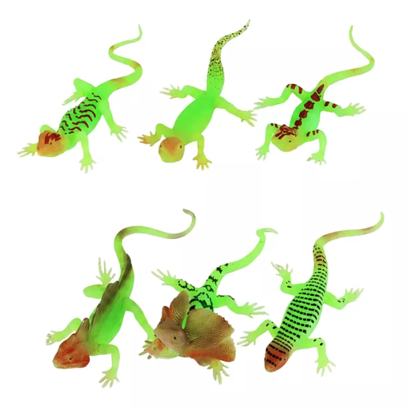 LEAN TOYS fluoresoiva vihreä lisko kumifiguuri 15cm