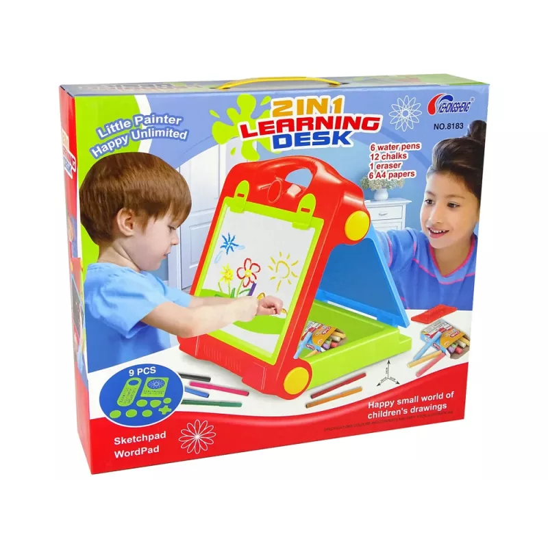 LEAN TOYS taitettava 2in1 liitutaulusalkku - liitu ja tussi
