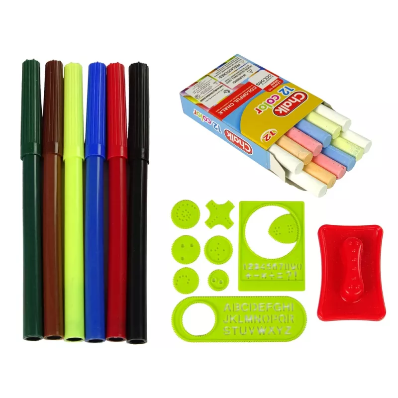 LEAN TOYS taitettava 2in1 liitutaulusalkku - liitu ja tussi