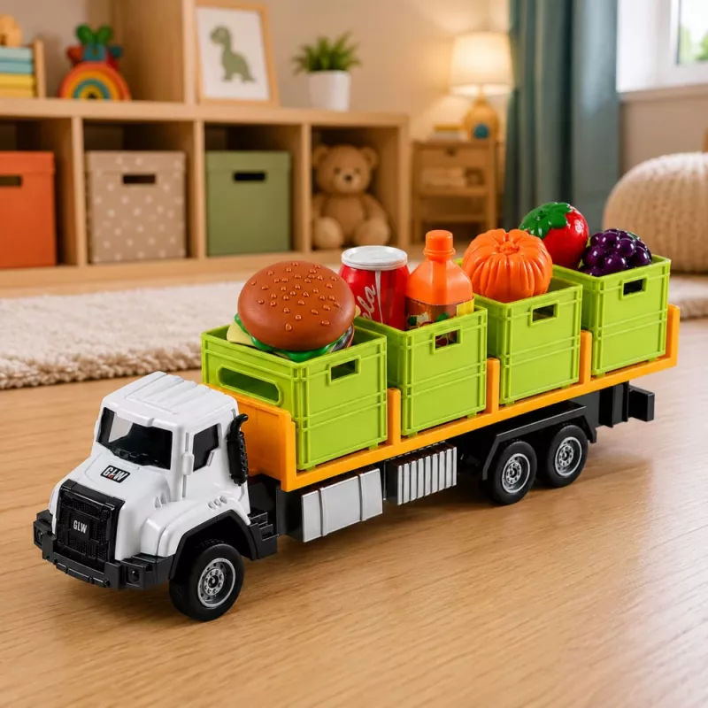 LEAN TOYS vihreä elintarvikekuljetusrekka 1:55
