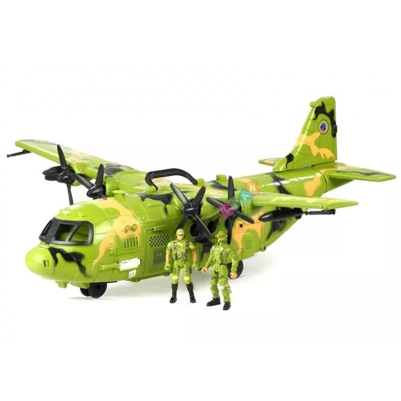 LEAN TOYS valtava sotilaslentokone 55 cm tarvikkeilla