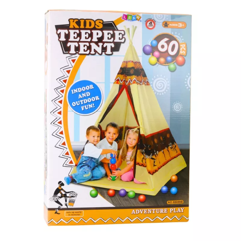 LEAN TOYS intiaaniteltta perus lasten teltta + 60 palloa 155 cm