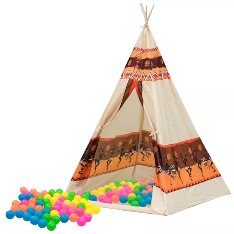 LEAN TOYS intiaaniteltta perus lasten teltta + 60 palloa 155 cm