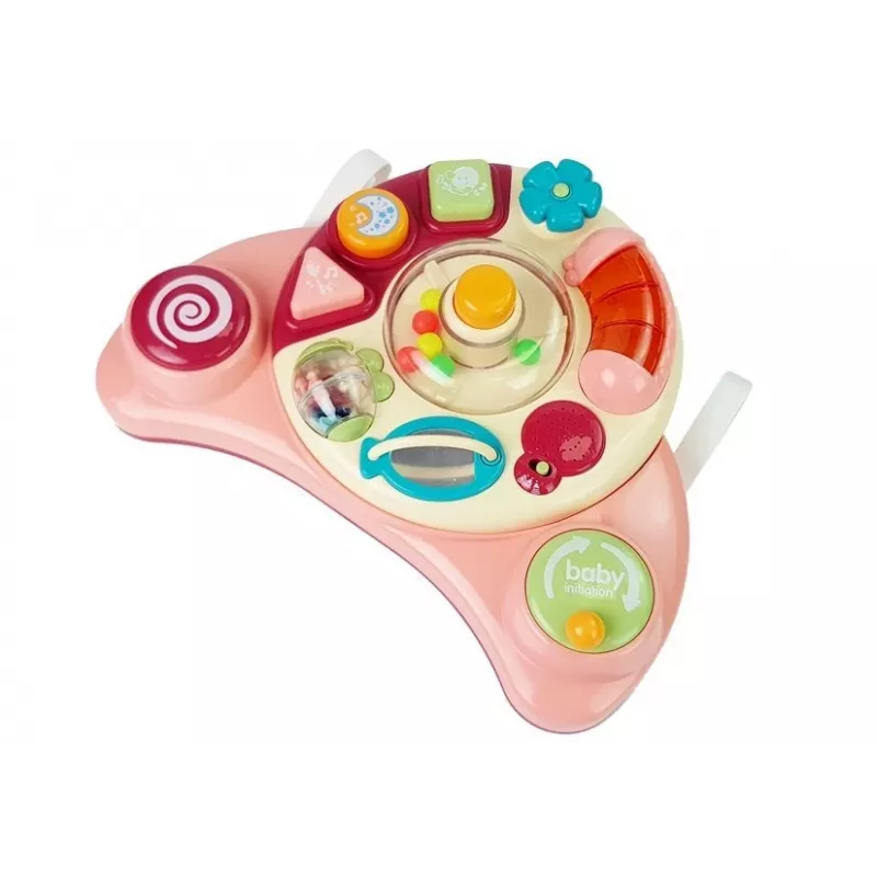 LEAN TOYS interaktiivinen baby-paneelilelu musiikki eläimet vaaleanpunainen