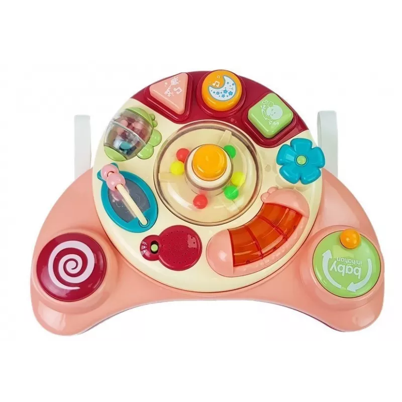 LEAN TOYS interaktiivinen baby-paneelilelu musiikki eläimet vaaleanpunainen