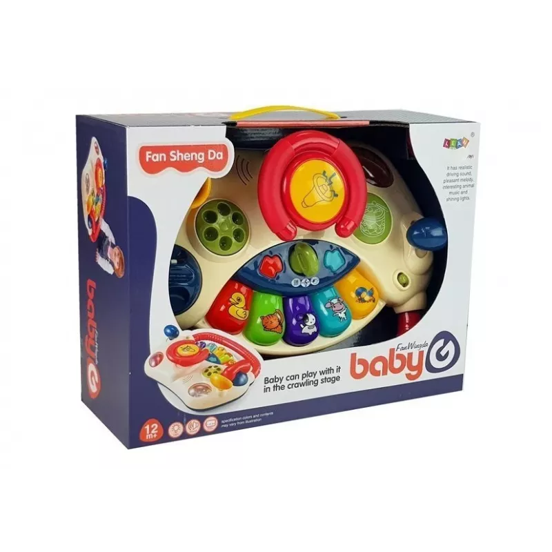 LEAN TOYS interaktiivinen baby-ohjauspyörä pianolla ja eläinten äänillä puhelin