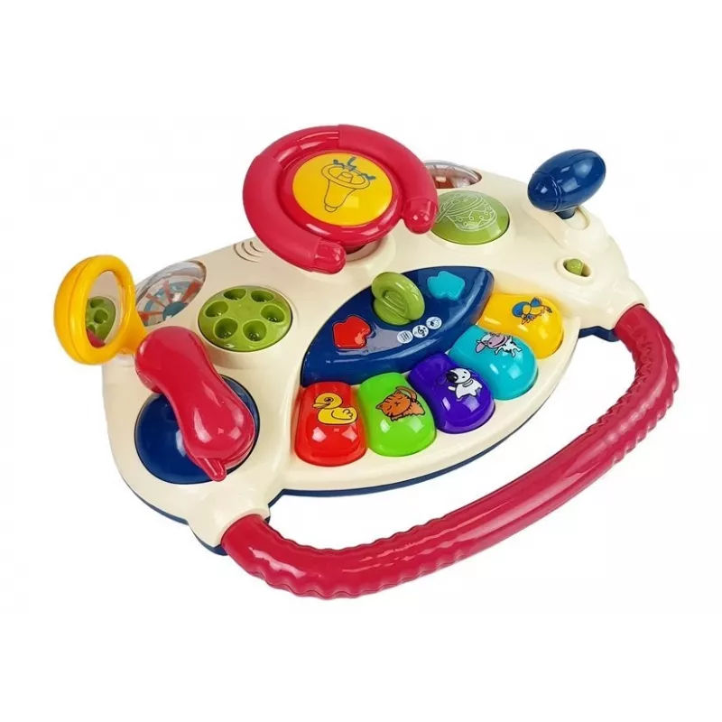 LEAN TOYS interaktiivinen baby-ohjauspyörä pianolla ja eläinten äänillä puhelin