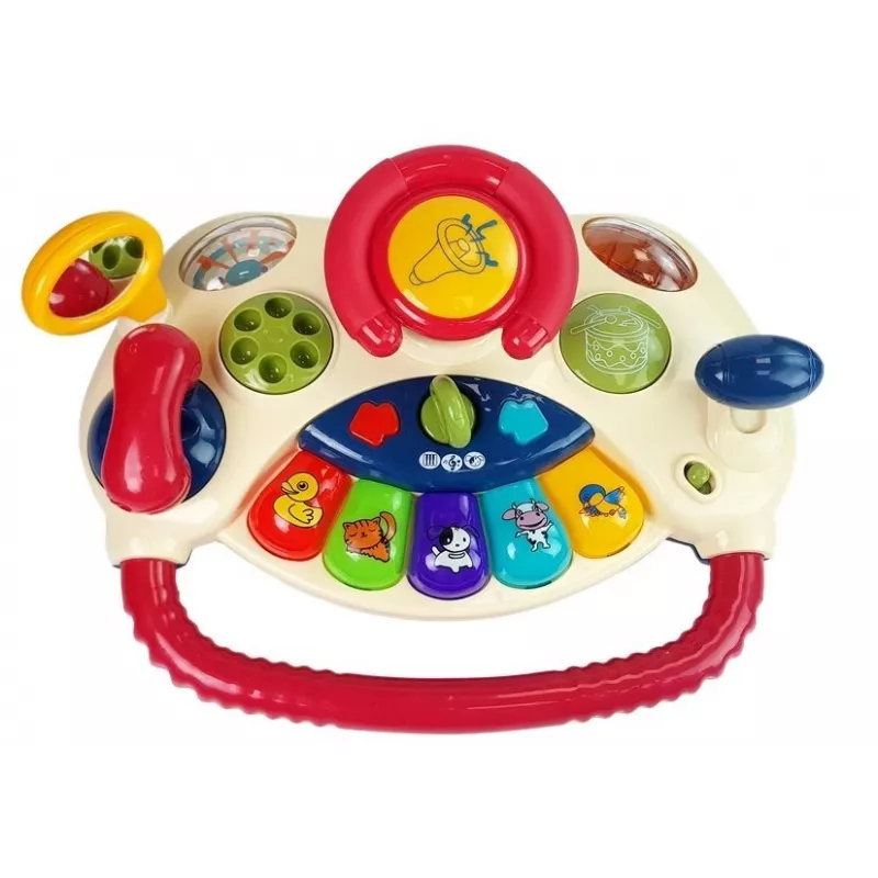 LEAN TOYS interaktiivinen baby-ohjauspyörä pianolla ja eläinten äänillä puhelin
