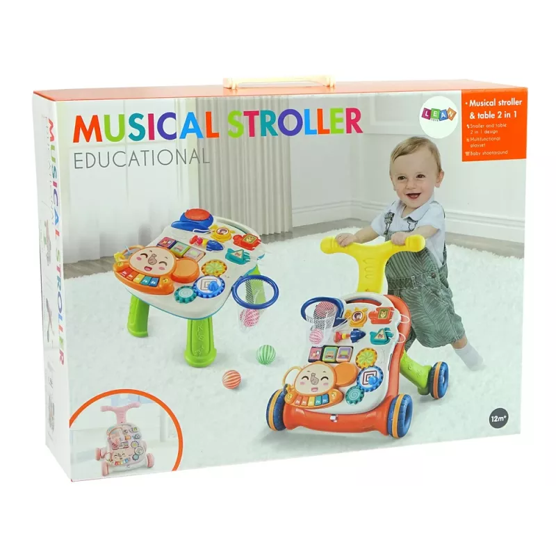 LEAN TOYS interaktiivinen vauvakävelytuki 2-in-1 pöytä punainen