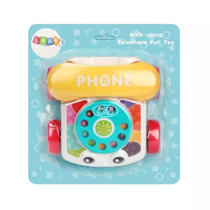 LEAN TOYS interaktiivinen värikäs vedettävä puhelinlelu pyörillä
