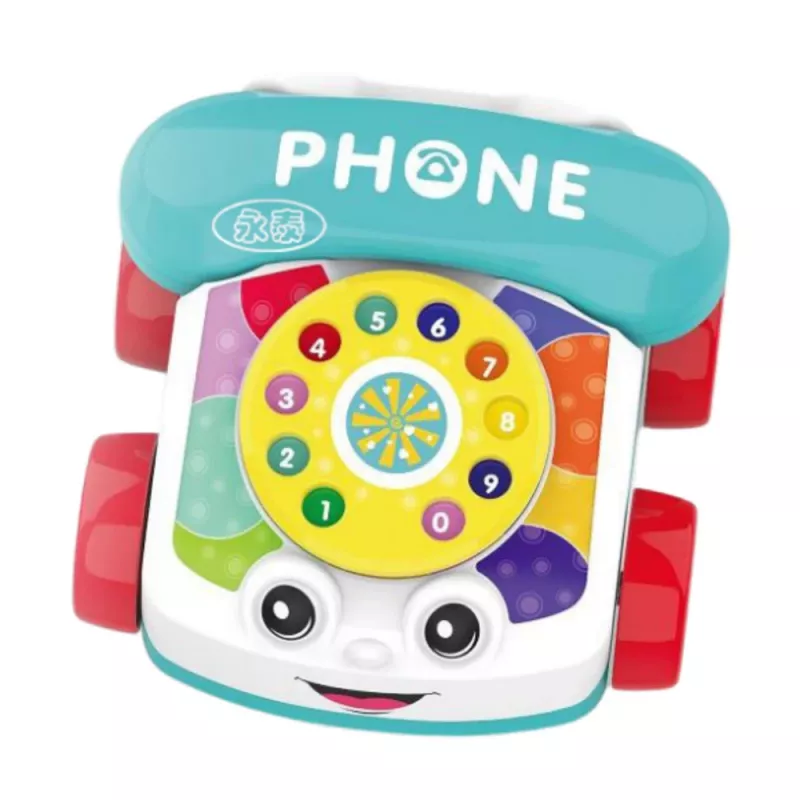 LEAN TOYS interaktiivinen värikäs vedettävä puhelinlelu pyörillä