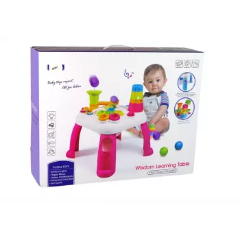 LEAN TOYS Interaktiivinen oppimispöytä kuularadalla ja liukumäellä sininen
