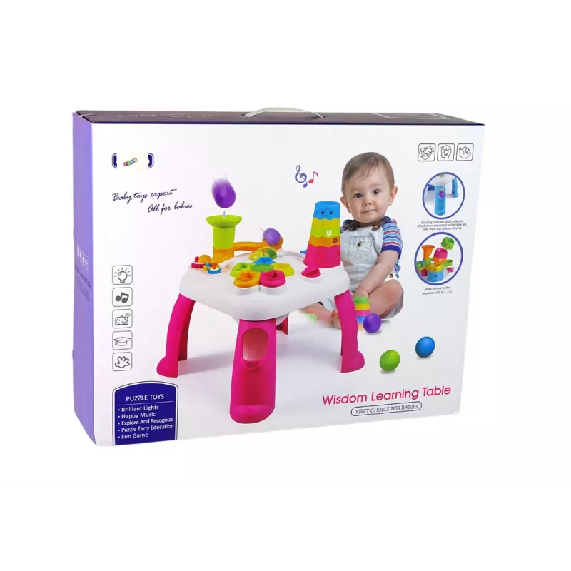 LEAN TOYS Interaktiivinen oppimispöytä kuularadalla ja liukumäellä sininen