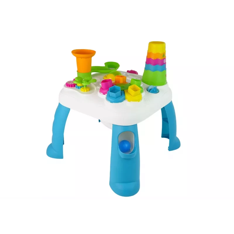 LEAN TOYS Interaktiivinen oppimispöytä kuularadalla ja liukumäellä sininen