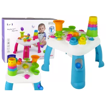 LEAN TOYS Interaktiivinen oppimispöytä kuularadalla ja liukumäellä sininen
