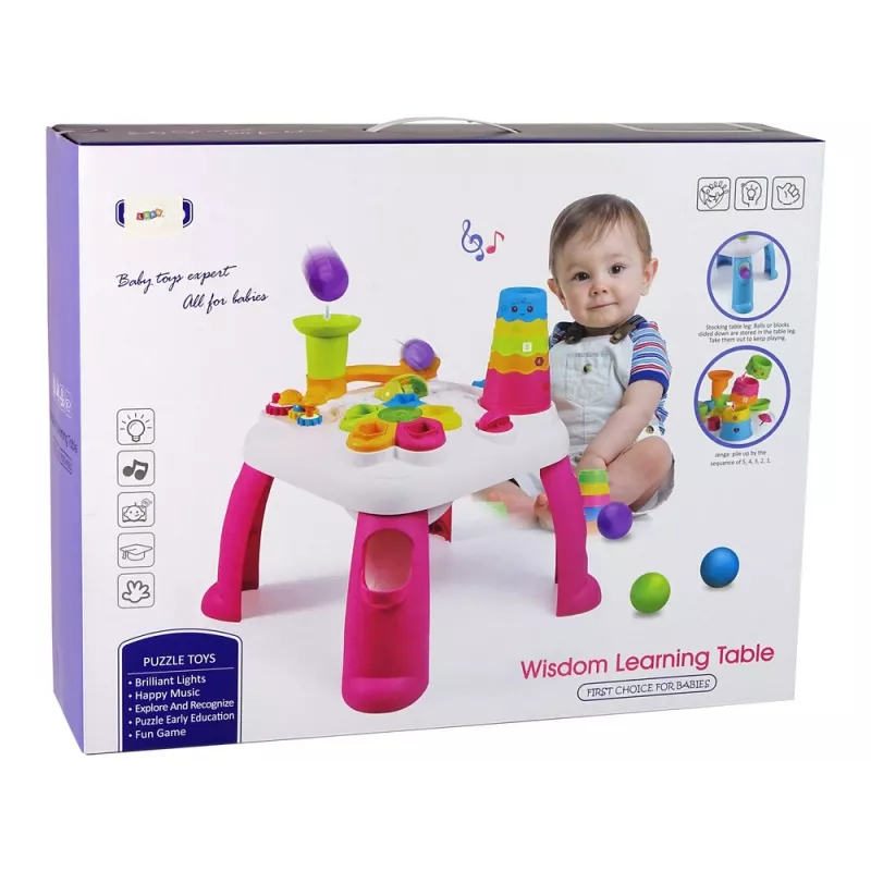 LEAN TOYS Interaktiivinen oppimispöytä pallolajittelija liukumäki pinkki