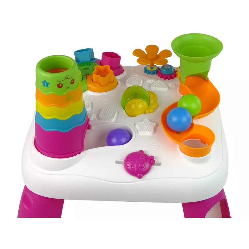 LEAN TOYS Interaktiivinen oppimispöytä pallolajittelija liukumäki pinkki