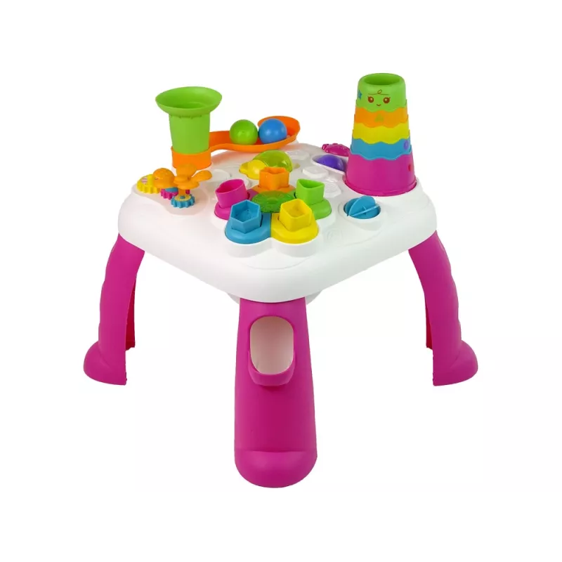 LEAN TOYS Interaktiivinen oppimispöytä pallolajittelija liukumäki pinkki