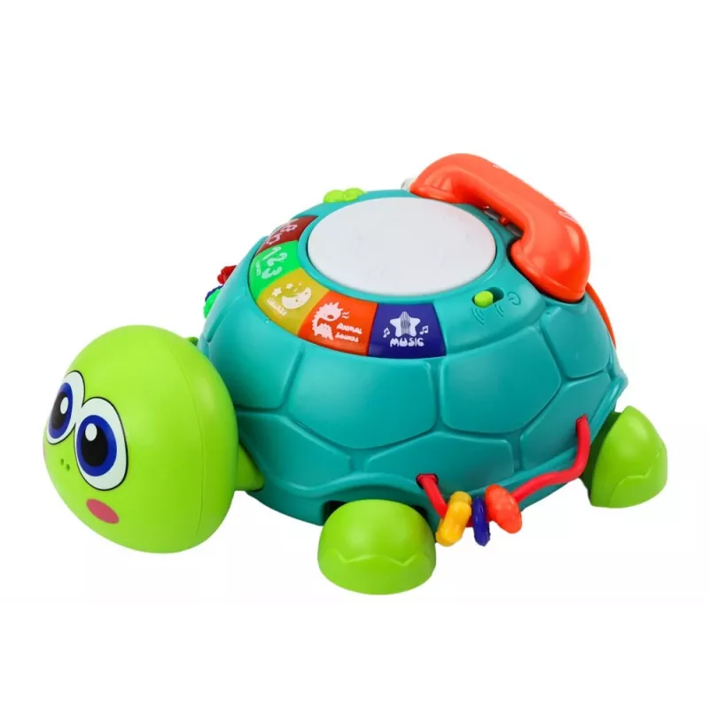 LEAN TOYS Interaktiivinen oppiva kilpikonnapuhelin 6in1 valot äänet vihreä