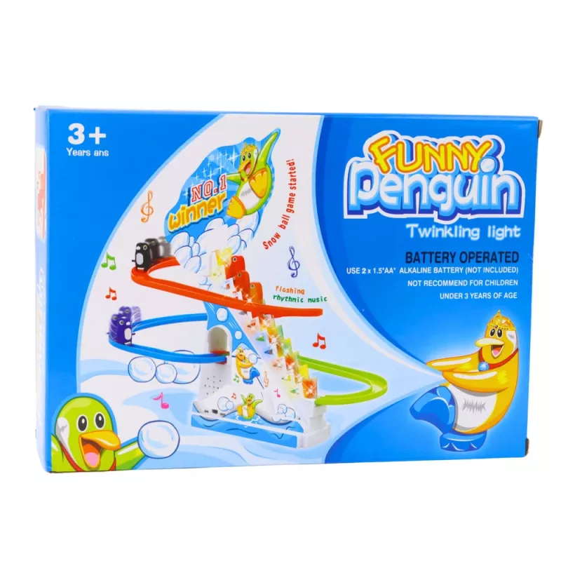 LEAN TOYS interaktiivinen pingviini liukuportaat setti lapsille