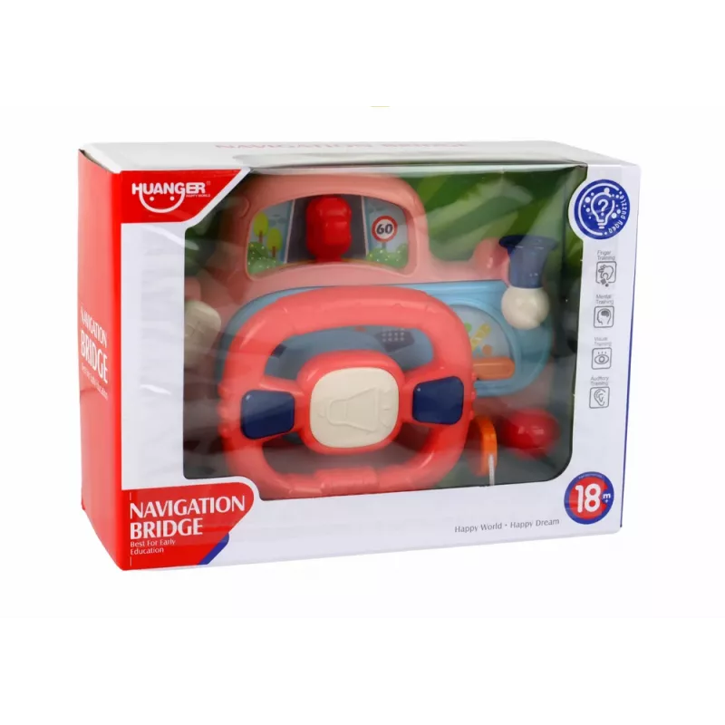 LEAN TOYS interaktiivinen vaaleanpunainen ohjauspyörä ajosimulaattori monitoiminen