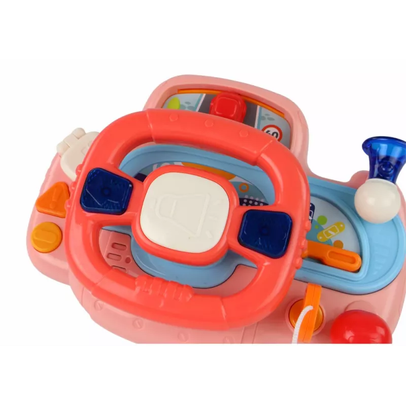 LEAN TOYS interaktiivinen vaaleanpunainen ohjauspyörä ajosimulaattori monitoiminen