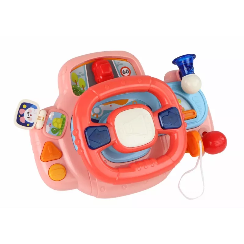 LEAN TOYS interaktiivinen vaaleanpunainen ohjauspyörä ajosimulaattori monitoiminen