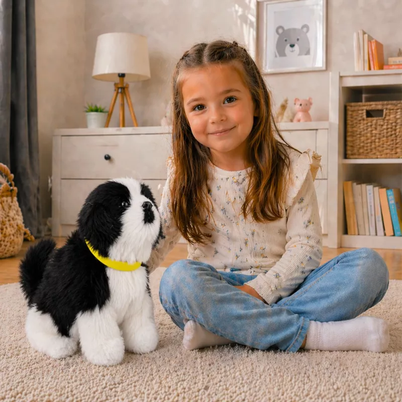 LEAN TOYS interaktiivinen pehmokoira pehmeällä turkilla, bordercollie-rotu
