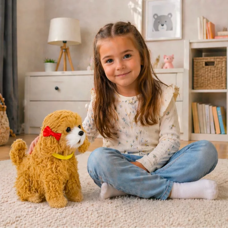 LEAN TOYS interaktiivinen pehmokoira pehmeällä turkilla, villakoira-rotu