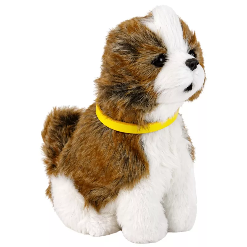 LEAN TOYS interaktiivinen pehmokoira pehmeällä turkilla, shih tzu -rotu