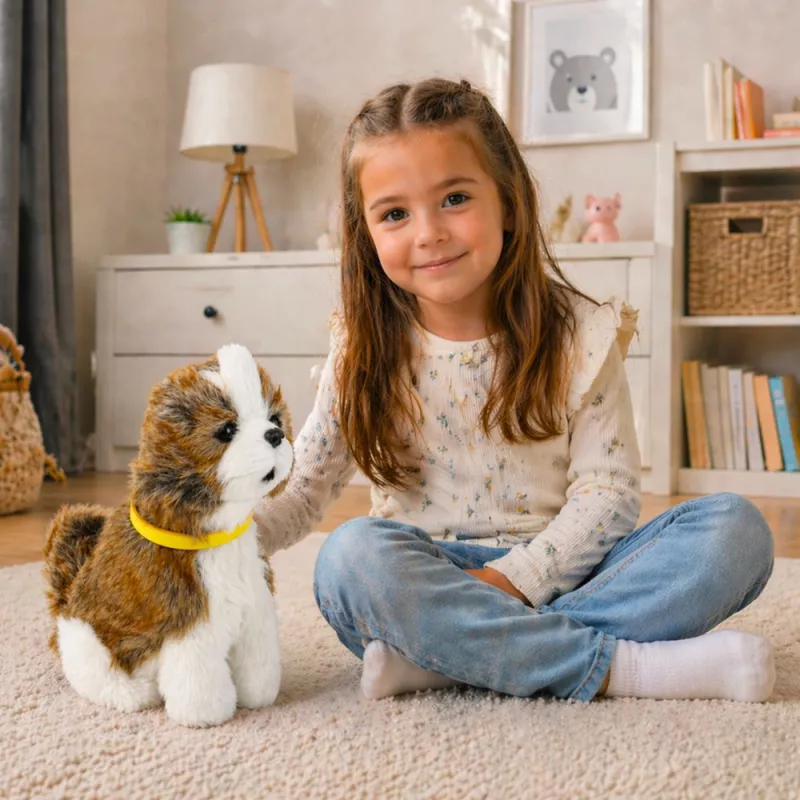 LEAN TOYS interaktiivinen pehmokoira pehmeällä turkilla, shih tzu -rotu