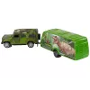 LEAN TOYS Jeep ajoneuvosarja vetävällä dinosaurustrailerilla