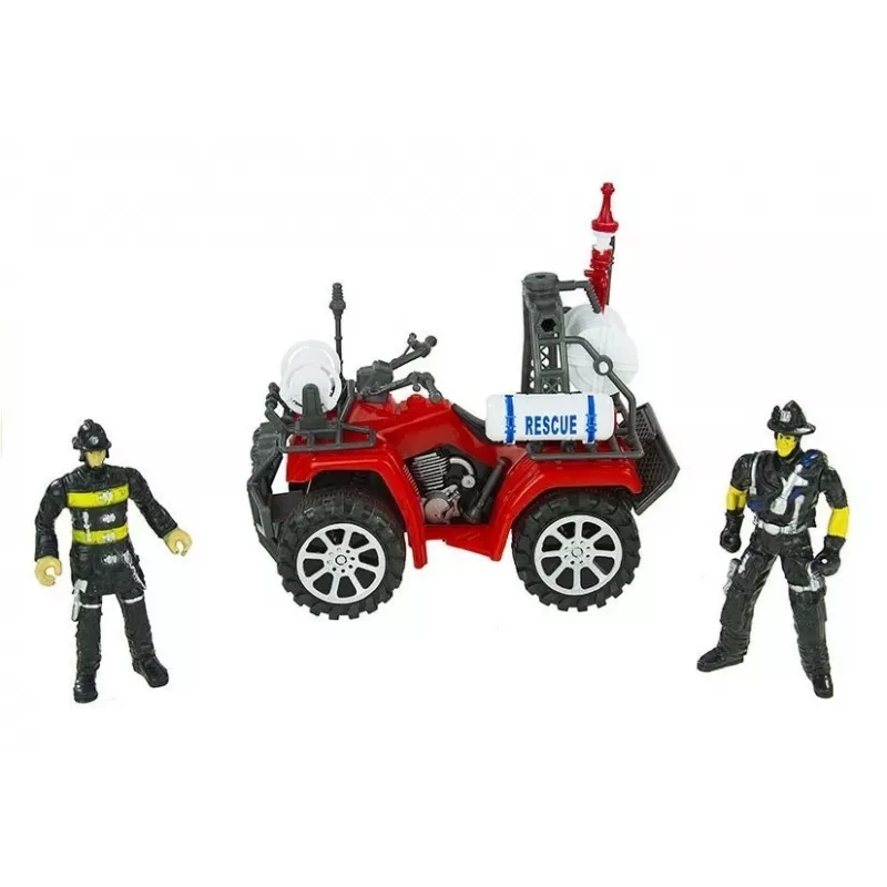 LEAN TOYS suuri paloauto setti paloautolla, hahmoilla ja quad-kypärällä lapsille