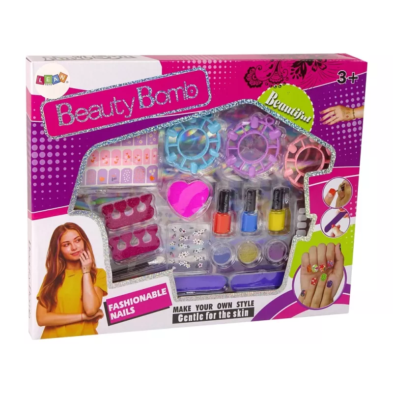 LEAN TOYS suuri kynsilakkasarja kynsilakat tarrat varpaanlevittimet