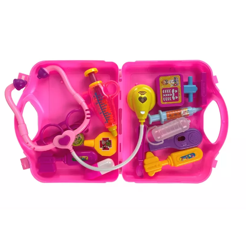 LEAN TOYS Pikku lääkäri sarja salkku pinkki stetoskooppi