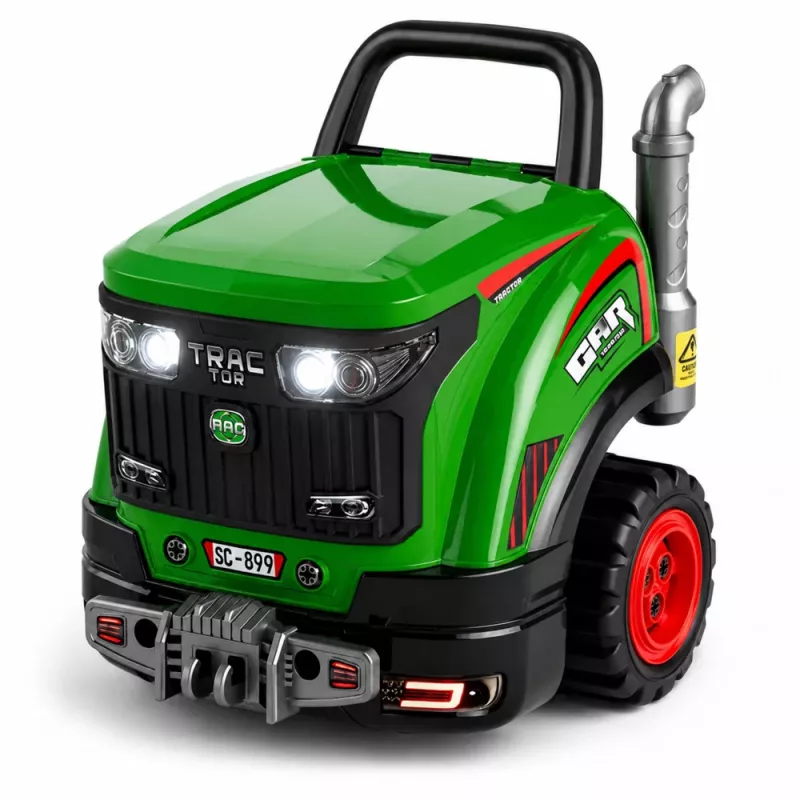 LEAN TOYS Little Handyman's purettava traktori valoilla, äänillä ja höyryllä