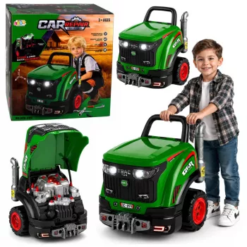 LEAN TOYS Little Handyman's purettava traktori valoilla, äänillä ja höyryllä