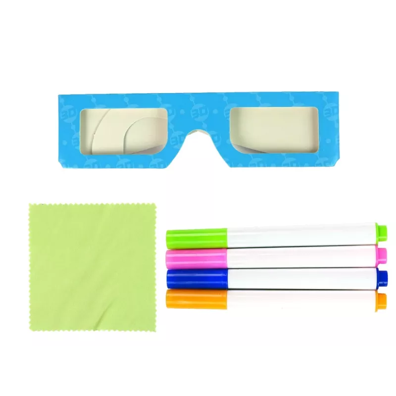 LEAN TOYS maaginen valaistu 3D-valkotaulu lasit sininen