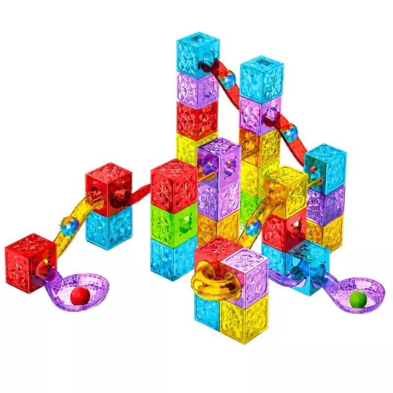 LEAN TOYS Magneettiset rakennuspalikat 60 kpl - värikäs kuutio-kuularatasarja