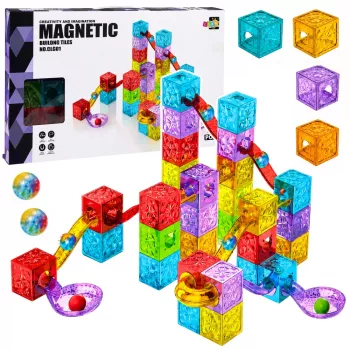 LEAN TOYS Magneettiset rakennuspalikat 60 kpl - värikäs kuutio-kuularatasarja