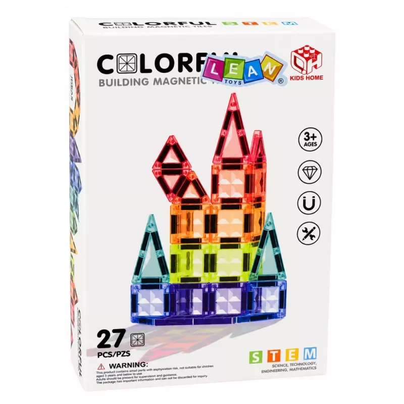 LEAN TOYS magneettiset rakennuspalikat 3D-paneelit luova STEM värillinen 27 kpl