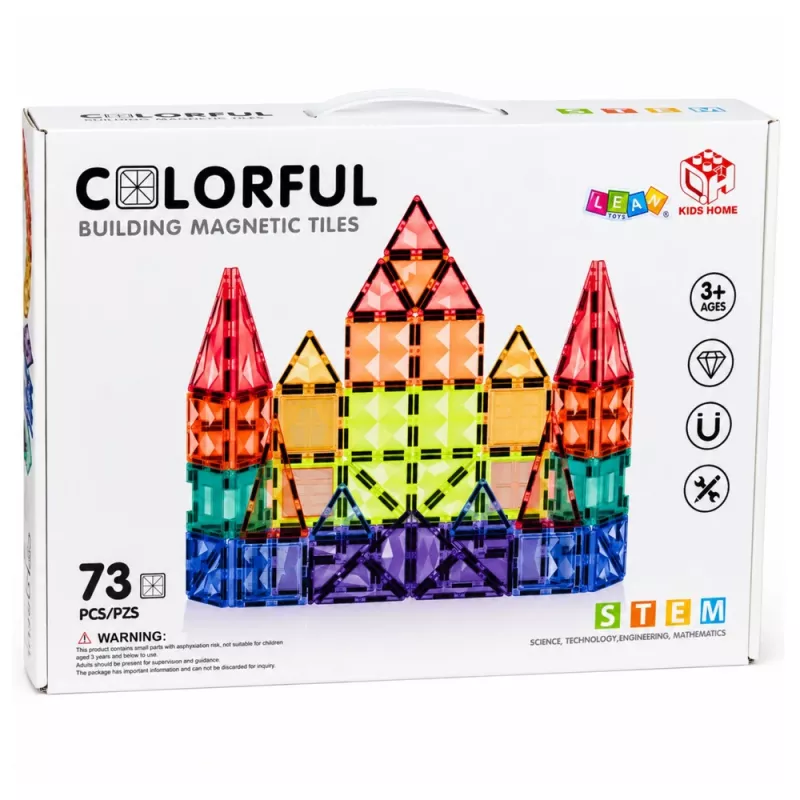 LEAN TOYS magneettiset rakennuspalikat 3D-paneelit luova STEM värikäs 73 kpl