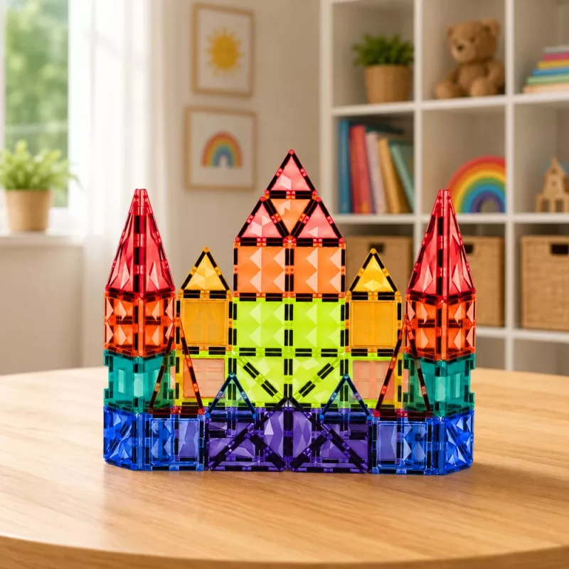 LEAN TOYS magneettiset rakennuspalikat 3D-paneelit luova STEM värikäs 73 kpl