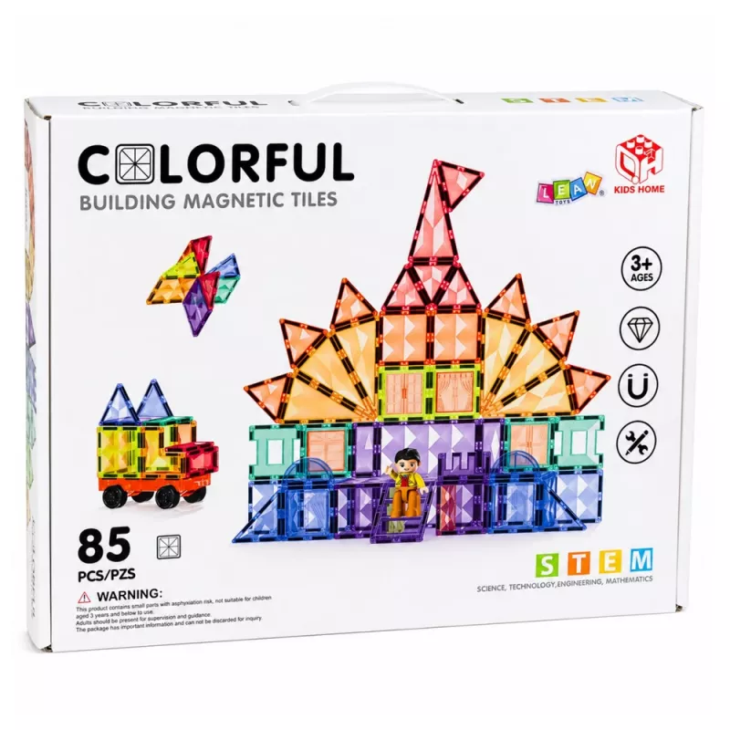 LEAN TOYS magneettiset rakennuspalat 3D-levyt luova STEM värikäs 85 kpl