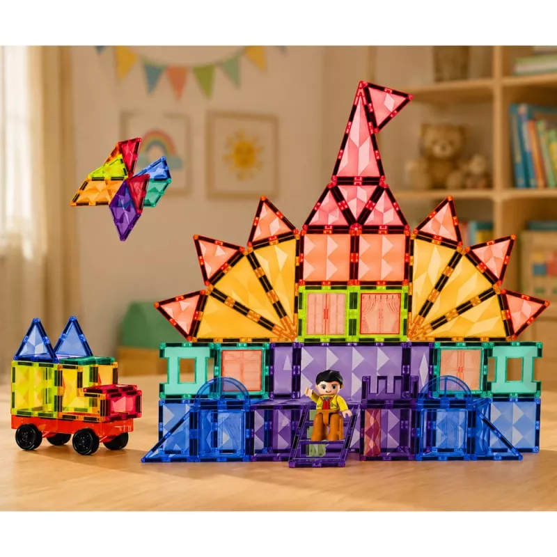LEAN TOYS magneettiset rakennuspalat 3D-levyt luova STEM värikäs 85 kpl