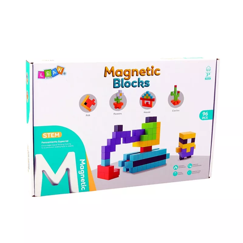LEAN TOYS magneettiset rakennuspalikat kuutiot 3D-palikat värikäs 96 osaa
