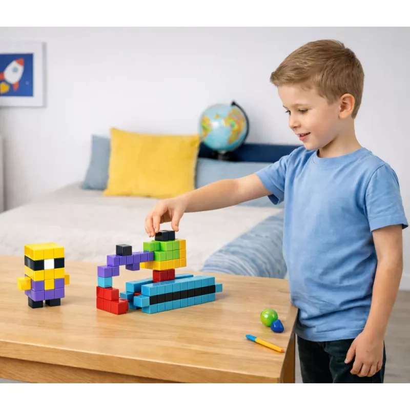 LEAN TOYS magneettiset rakennuspalikat kuutiot 3D-palikat värikäs 96 osaa