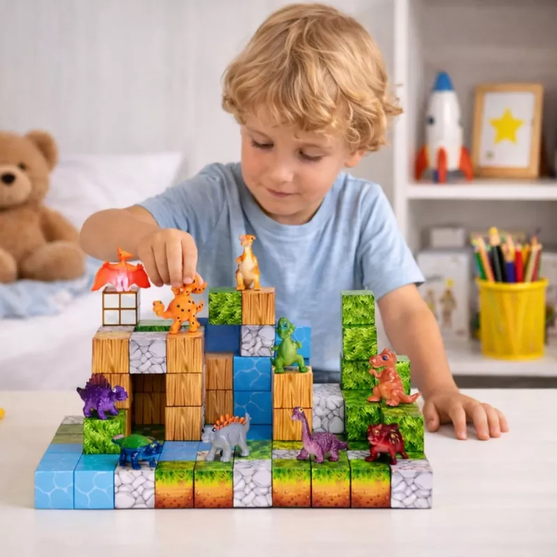 LEAN TOYS magneettiset rakennuspalikat kuutiot Square World 3D 114 osaa
